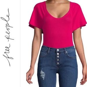 Free People Flutter Sleeve Bodysuit